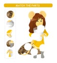 Matching children educational game. Match parts of cartoon mouse. Activity for kids and toddlers.